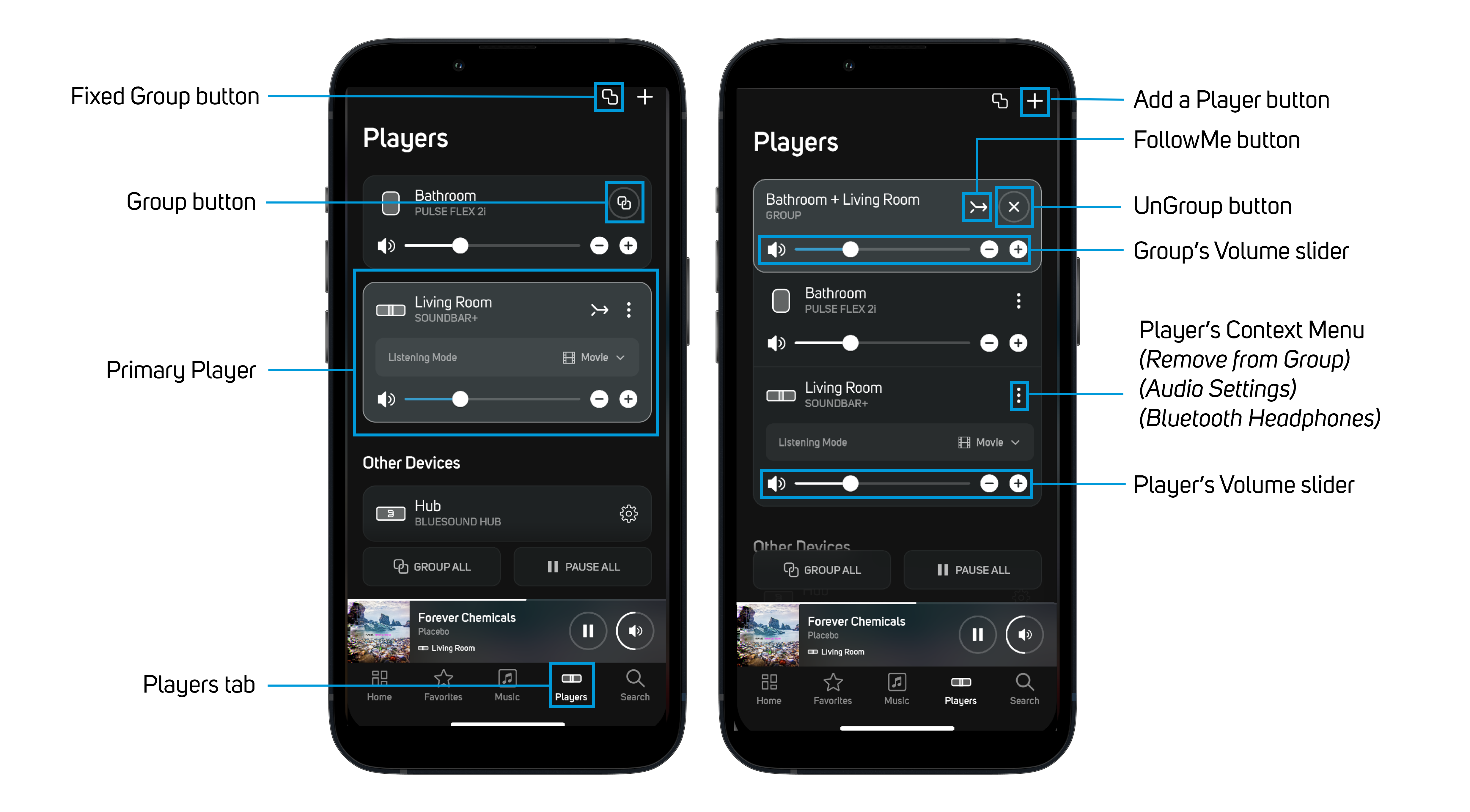 Navigating the Players tab screen in BluOS 4.0 The BluOS Support Crew